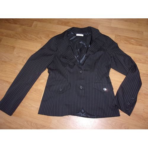 Veste Noire Lignes Grises Foncées Et Claires Promod