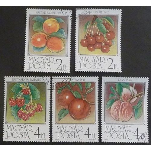Hongrie Oblitéré Y Et T N° 3058 À 3062 Lot De 5 Timbres De 1986 Fruits Divers