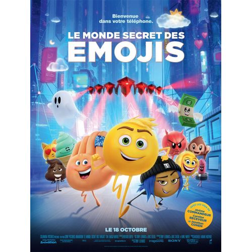 Affiche De Cinéma Authentique "Le Monde Secret Des Emojis - Format 120x160 Cm - De Tony Leondis Avec Les Voix De Jérôme Commandeur, Caroline Receveur, Jonathan Cohen - 2017