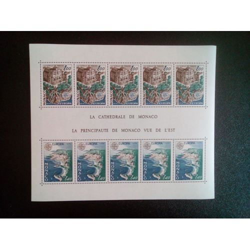 Timbre Monaco Yt Bf 14 La Cathédrale De Monaco; Vue Sur Monaco 1978 ( 5612 )