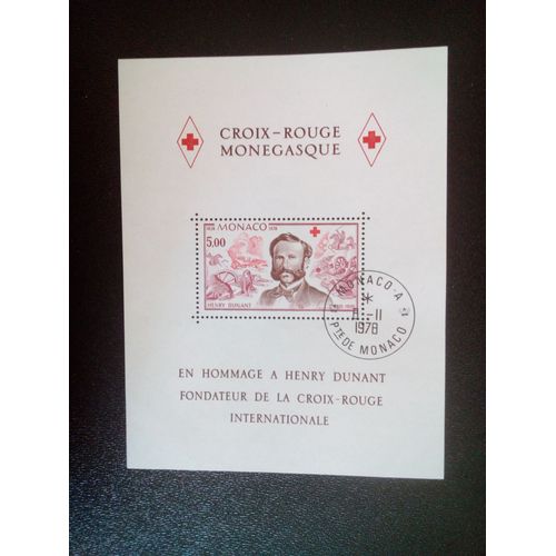 Timbre Monaco Yt Bf 15 Henri Dunant (1828-1910), Fondateur De La Croix-Rouge 1978 ( 5612 )