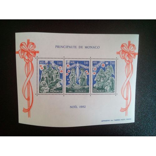 Timbre Monaco Yt Bf 23 Les Trois Rois; La Sainte Famille; Bergers, Anges 1982 ( 5612 )