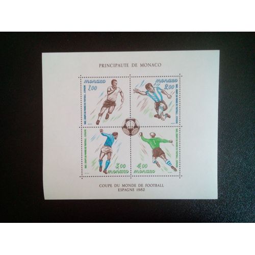 Timbre Monaco Yt Bf 21 Coupe Du Monde De Football 1982, Espagne 1982 ( 5612 )