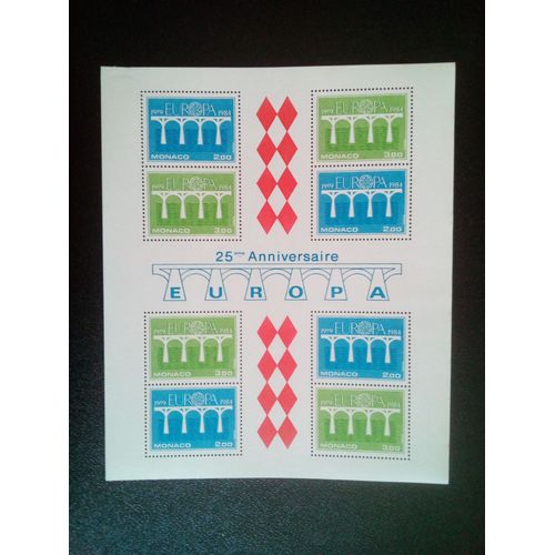 Timbre Monaco Yt Bf 28 Europe: 25 Ans De La Cept 1984 ( 5612 )