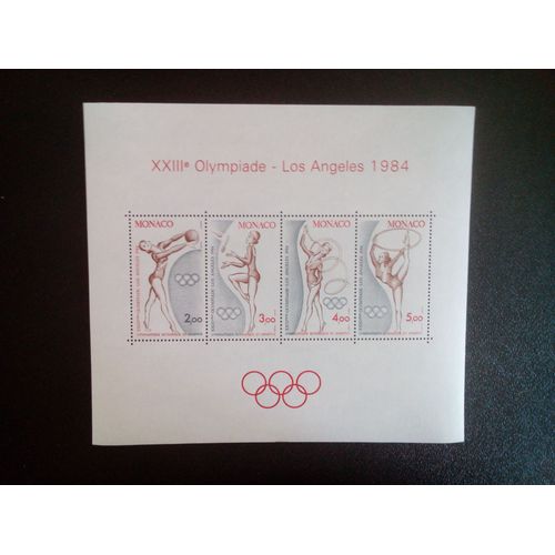 Timbre Monaco Yt Bf 27 Jeux Olympiques De Sarajevo Et De Los Angeles 1984 ( 5612 )