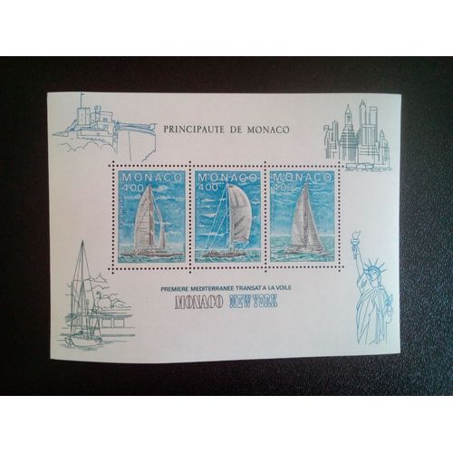 Timbre Monaco Yt Bf 32 Course À La Voile Transatlantique Monaco-New York 1985 ( 5612 )