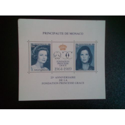 Timbre Monaco Yt Bf 48 Princesse Grace Patricia Et Princesse Caroline 1989 ( 5612 )