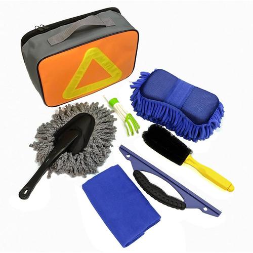 7PCS Brosses Kit Nettoyage, Brosse Nettoyage Voiture, Kit Nettoyage Voiture Interieur, Kit Lavage Voiture,Detailing Auto avec Brosse De Jante, Brosse De DéTail, Gants De Lavage, Sac De Rangement