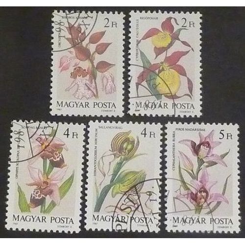Hongrie Oblitéré Y Et T N° 3129 À 3133 Lot De 5 Timbres De 1987 Orchidées