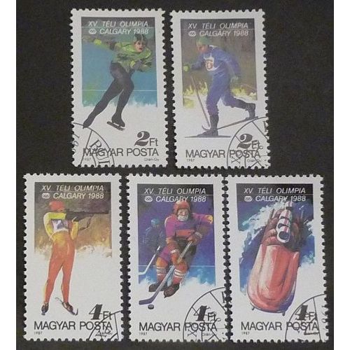Hongrie Oblitéré Y Et T N° 3135 À 3139 Lot De 5 Timbres De 1987 J O Calgary