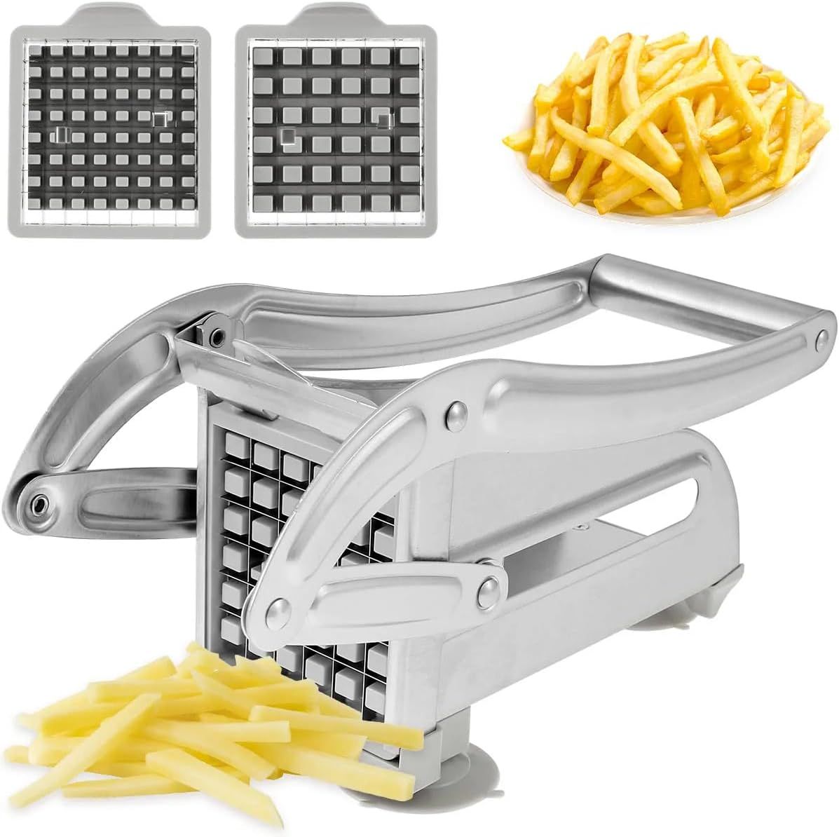 Coupe Frite, Coupe Frites Professionnel Avec Des 2 Lames, Inoxydable Coupe Frites Manuel, Coupe Pomme De Terre, Coupe-Légumes, Accessoires Pour Friteuse Et Cuisine