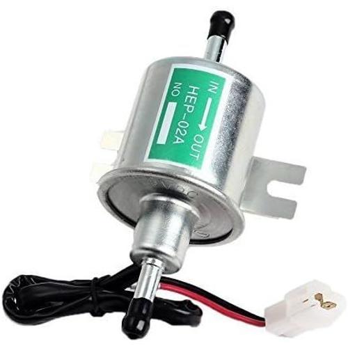 Fil de fixation de boulon à basse pression en métal de pompe à essence électrique universelle de 12V en ligne pour l'essence et le diesel HEP-02A (Silver)