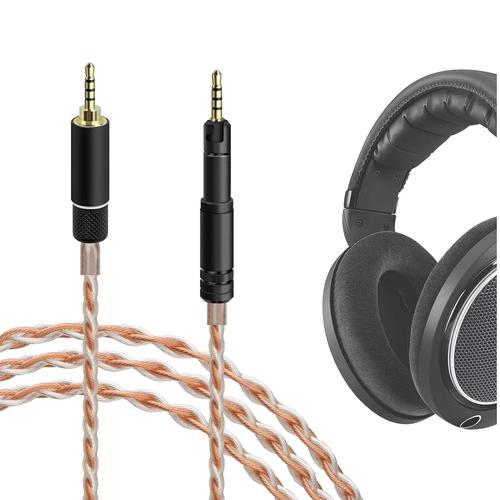 Apollo 5N Câble audio mixte cuivre argenté compatible avec Sennheiser HD-599 579 569 559 558 HD-560 S, cordon de rechange équilibré de 2,5 mm pour casque audiophile, HiFi (120 cm)