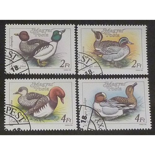 Hongrie Oblitéré Y Et T N° 3172 À 3175 Lot De 4 Timbres De 1988 Canards Sauvages