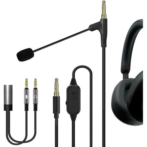 QuickFit Boom Mic Câble pour casque de jeu et de réunion, compatible avec Sony WH-1000XM4 WH-1000XM3 XB900N, câble rechange jack 3,5 mm avec micro perche et contrôle du volume/silence (1,5 m)