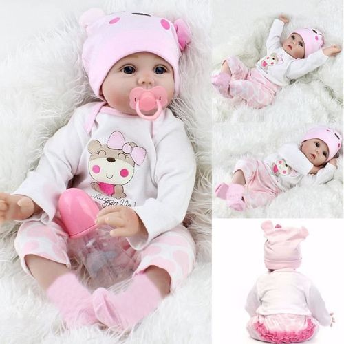 Tempsa 22 Pouces Poupée Poupon Bébé Intéractive Reborn Silicone Doll Nouveau-Né Enfants Mignonne Jouet Playmate Cadeau Pour Enfant