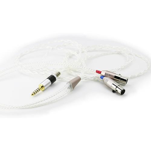 Câble HiFi avec mâle équilibré de 4,4 mm pour casque Audeze LCD-2, LCD-3, LCD-4, LCD-X, LCD-XC et Sony WM1A, NW-WM1Z, PHA-2A Câble audio plaqué argent