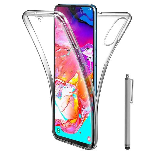 Coque Avant Et Arrière Silicone Pour Samsung Galaxy A70 6.7" 360° Protection Intégrale - Transparent + Stylet