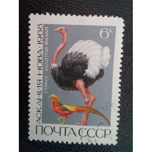Timbre Russie / Urss Yt 3418 Autruche (Struthio Camelus), Faisan Doré (Chrysolophus Pi 1968 ( 7612 )