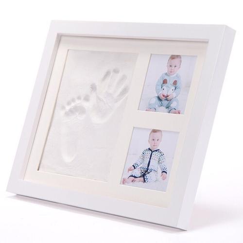 En bois avec couvercle cadre photo à trois cadres empreinte de main boue ensemble bébé main et pied moule boue blanc MNS