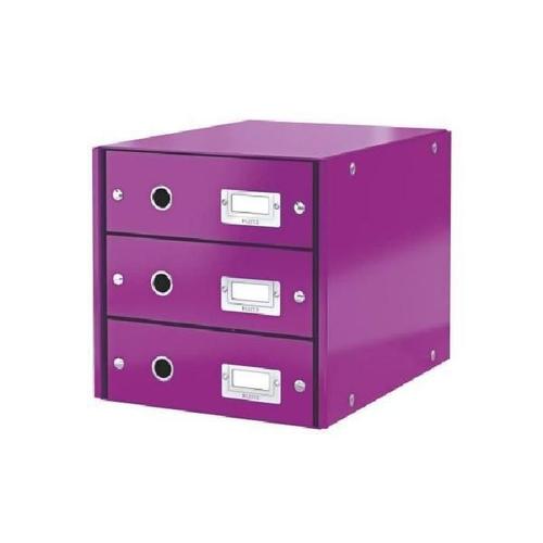 Boite Rangement Clicketstore 3 Tiroirs Violet