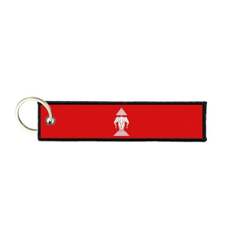 Port Cles Clef Cle Homme Femme Tissu Brode Imprime Drapeau Laos Ancien
