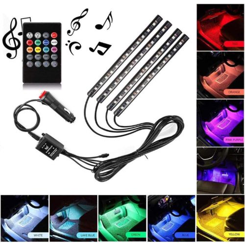 48 Lampe Led Voiture Interieur Eclairage Lumiere Ruban Décoration Atmosphère Allume Cigare Néon Son Camping Camion Auto Kit