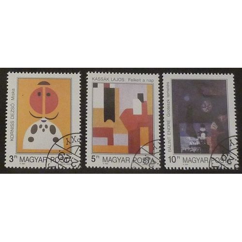Hongrie Oblitéré Y Et T N° 3242 À 3244 Lot De 3 Timbres De 1989 Peinture Moderne
