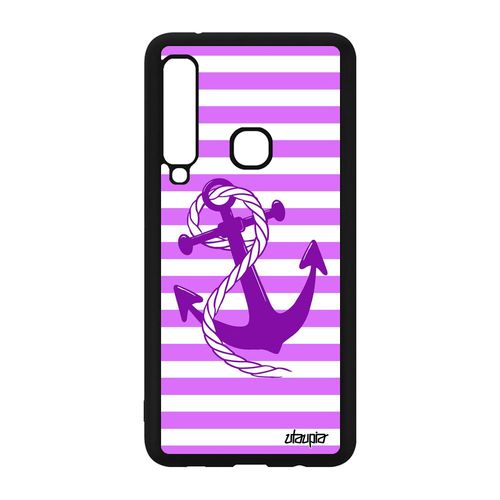 Coque Galaxy A9 2018 Silicone Ancre Mobile Rose Rayé Marine Tpu Pas Cher Samsung Galaxy A9 2018