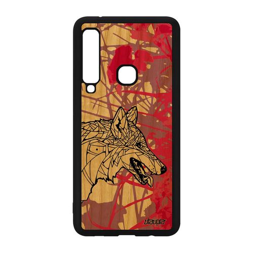 Coque Galaxy A9 2018 En Bois Silicone Loup Azteque Ethnique Rose Chien A Samsung Galaxy A9 2018