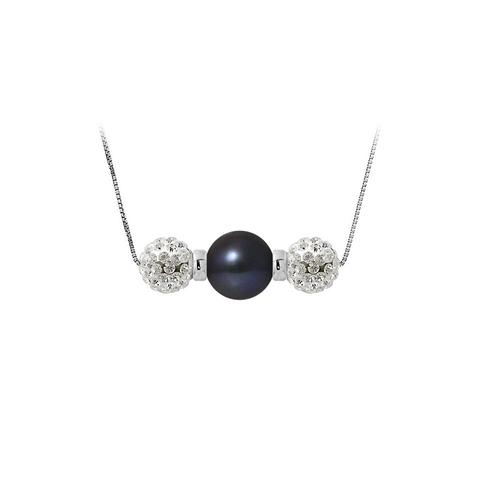 Collier Perle De Culture Noire, Cristal Et Argent 925 - Blue Pearls Bps K057 W Unique