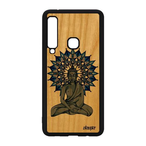 Coque Pour Samsung Galaxy A9 2018 Bois Silicone Bouddha D'or Rosace Chine Design