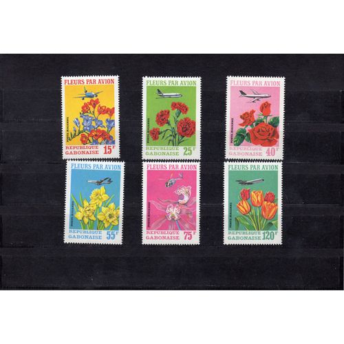 Timbres De Poste Aérienne Du Gabon (Fleurs Par Avion)