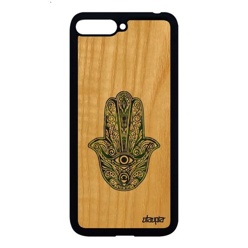 Coque Y6 2018 Bois Silicone Main De Fatma Portable Vert Personnalisé ¿Il Huawei Y6 2018