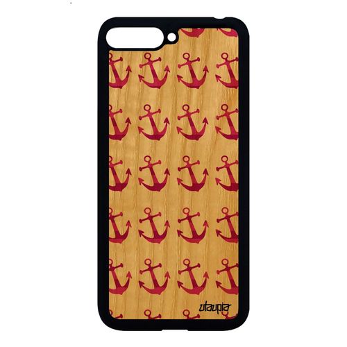 Coque Ancre Y6 2018 En Bois Silicone Capitaine Rose Cadeau De Noel Femme Huawei Y6 2018