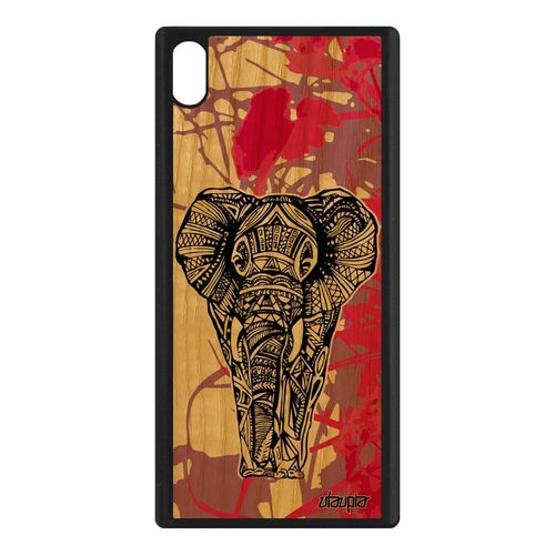 Coque Sony Xperia Xa1 Ultra En Bois Silicone Elephant Azteque Telephone Zen Rose