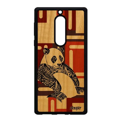 Coque Pour Nokia 5 En Bois Silicone Panda Asie Housse Marron Cube Telephone 4g A
