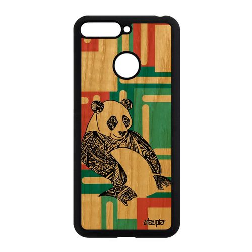 Coque Bois Honor 7a Silicone Panda Femme Azteque Graphique Portable Vert Symbole