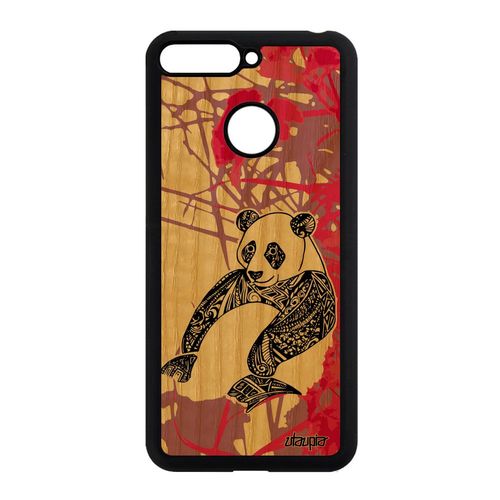 Coque Pour Honor 7a Bois Silicone Panda Etui Animal Jolie Smartphone Bamboo Rose
