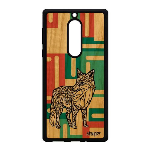 Coque Bois Silicone Nokia 5 Renard Dessin Unique Vert Ethnique Animaux 4g Rusé A