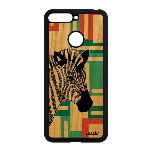Coque Honor 7a Bois Silicone Zebre Vert Rayé Cadeau D'anniversaire Geometrique A