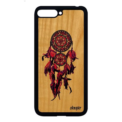 Coque Huawei Y6 2018 En Bois Veritable Silicone Attrape Reve Boheme Indien Rose