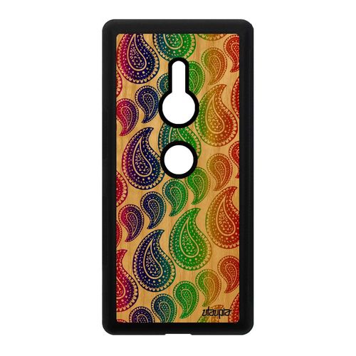 Coque Xperia Xz2 Bois Silicone Motif Cachemire De Protection Vert Imprimé A Sony Xperia Xz2