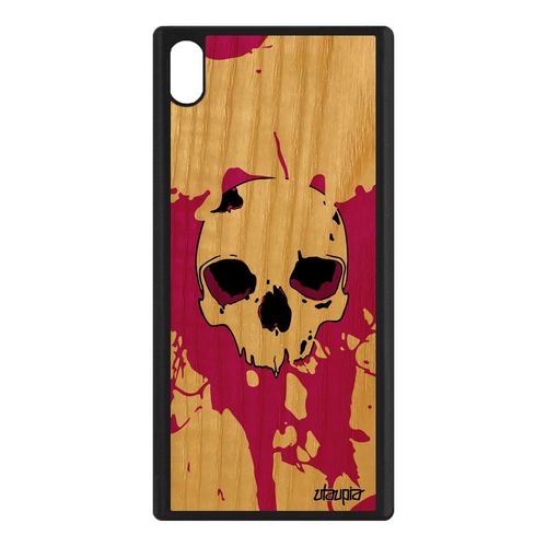 Coque En Bois Sony Xperia Xa1 Ultra Silicone Tete De Mort Crane Fantastique Rose