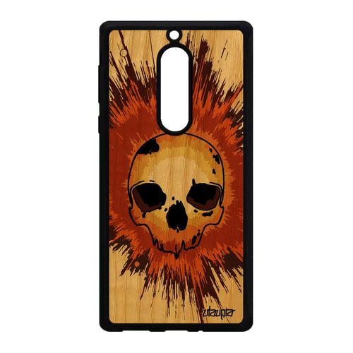Coque Nokia 5 Bois Silicone Tete De Mort Fantastique Crane Case Motif Emo Marron