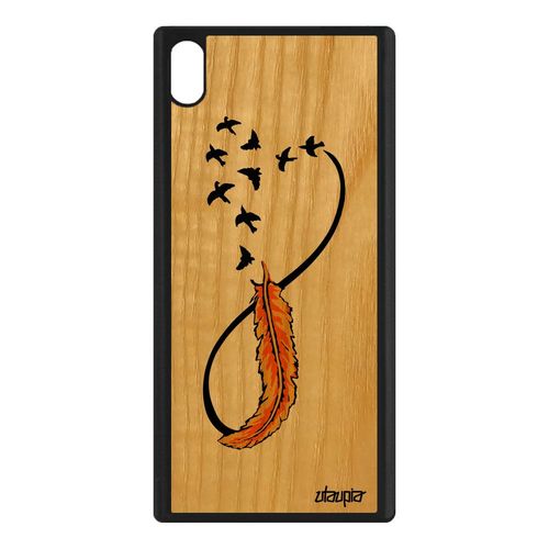 Coque Sony Xperia Xa1 Ultra Bois Silicone Infini Oiseau Nuage G3221 Jaune Plume