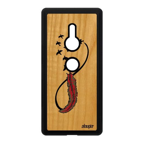 Coque Sony Xperia Xz2 Bois Silicone Infini Fidelité Plume Etui Amour Pastel Rose