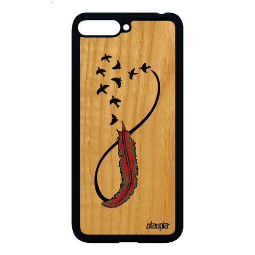 Coque Silicone Huawei Y6 2018 En Bois Et Infini Fidelité Rose Oiseau 4g Portable