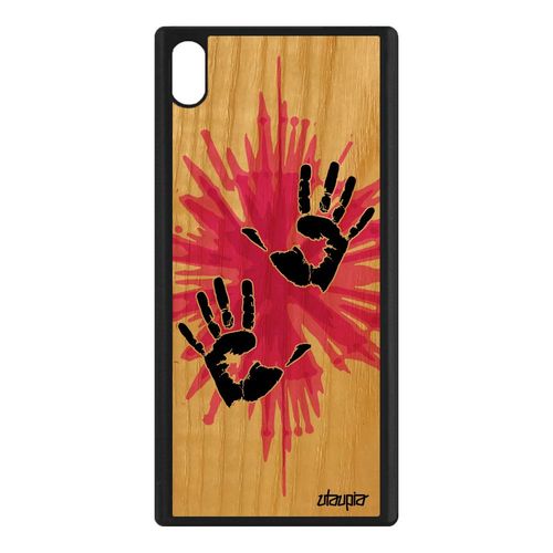 Coque Silicone Main Pour Xperia Xa1 Ultra Bois Rigide Rose Deux Antichoc De Sony Xperia Xa1 Ultra