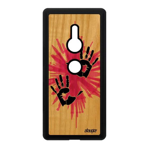 Coque Xperia Xz2 Bois Silicone Main Motif Swag 4g Peinture Rose Deux Coloré Sony Xperia Xz2